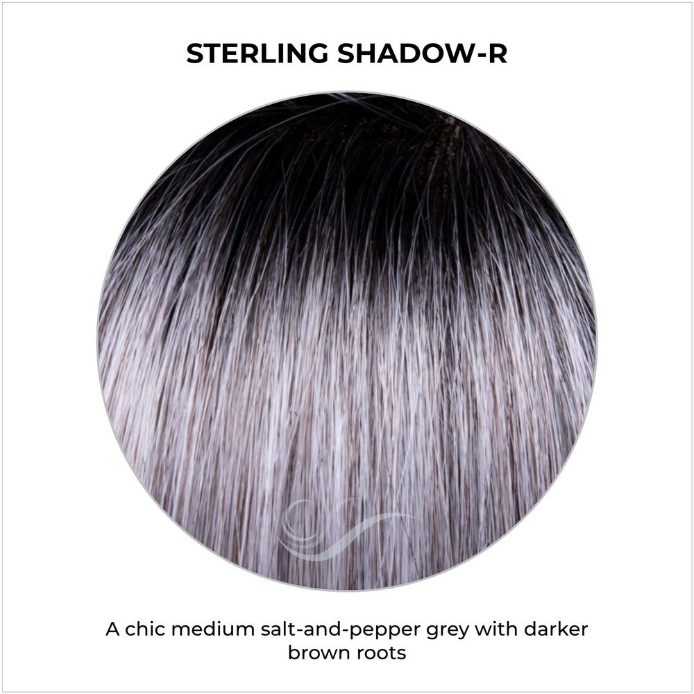 Sterling Shadow-R-A chic medium salt-and-pepper grey with darker brown roots