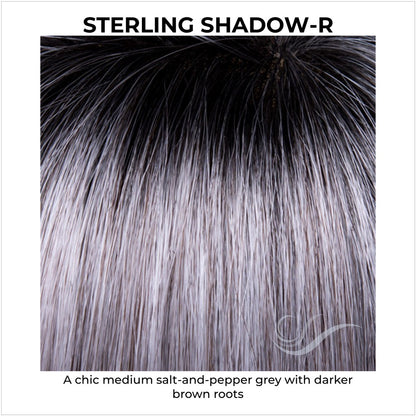 Sterling Shadow-R-A chic medium salt-and-pepper grey with darker brown roots