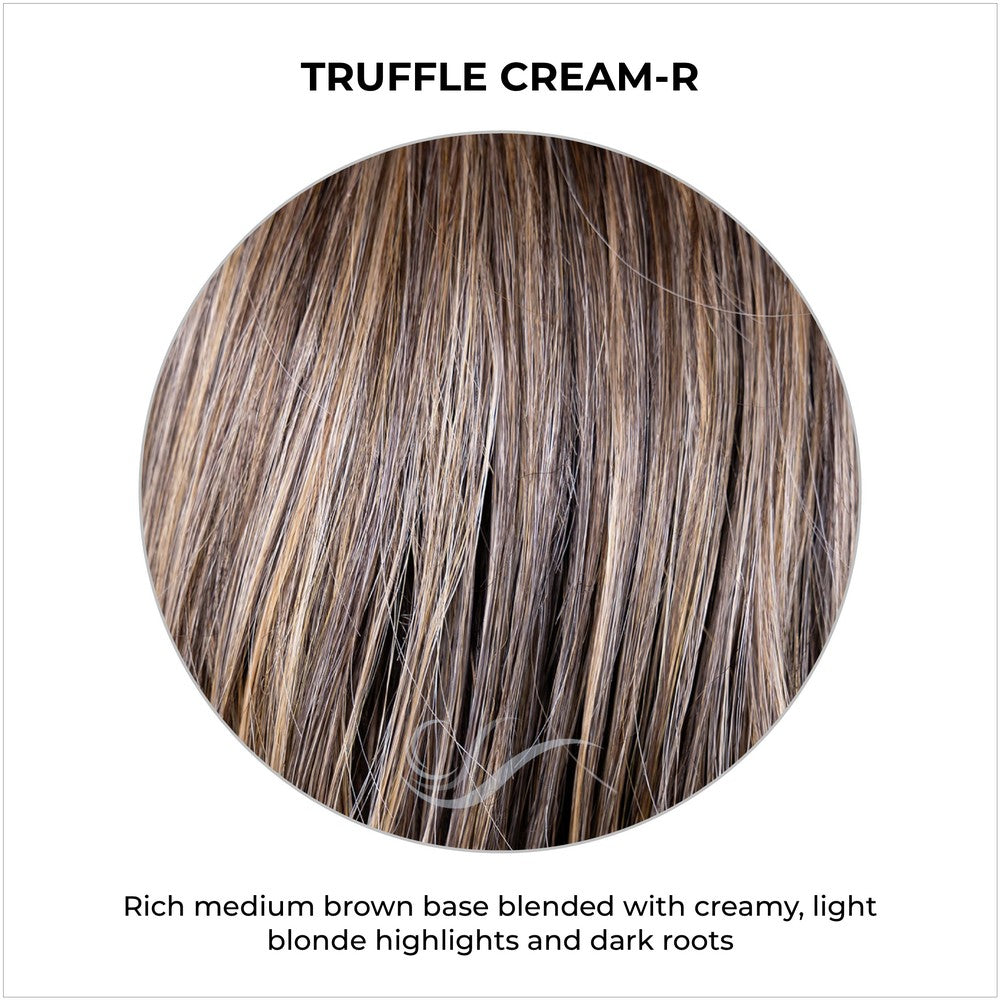 Truffle Cream-R-Rich medium brown base blended with creamy, light blonde highlights and dark roots
