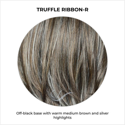 Truffle Ribbon-R-Off-black base with warm medium brown and silver highlights
