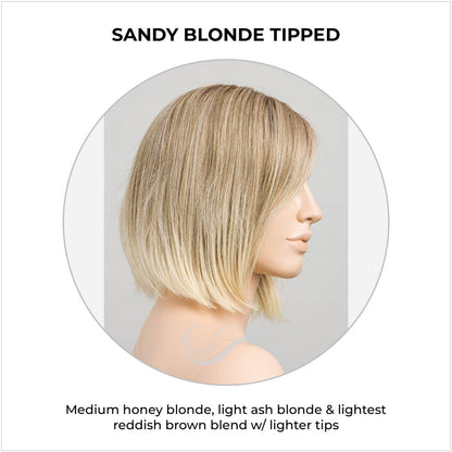Vivi by Ellen Wille wig in Sandy Blonde Tipped-Medium honey blonde, light ash blonde & lightest reddish brown blend w/ lighter tips
