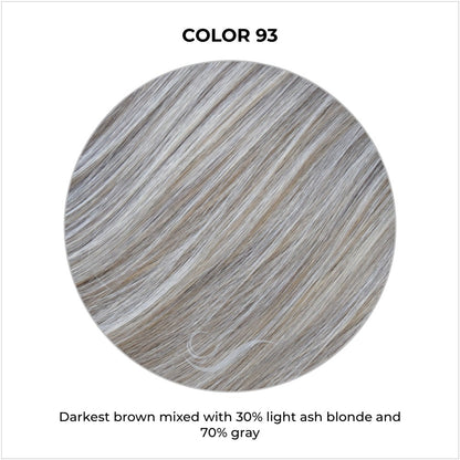 COLOR 93-Darkest brown mixed with 30% light ash blonde and 70% gray