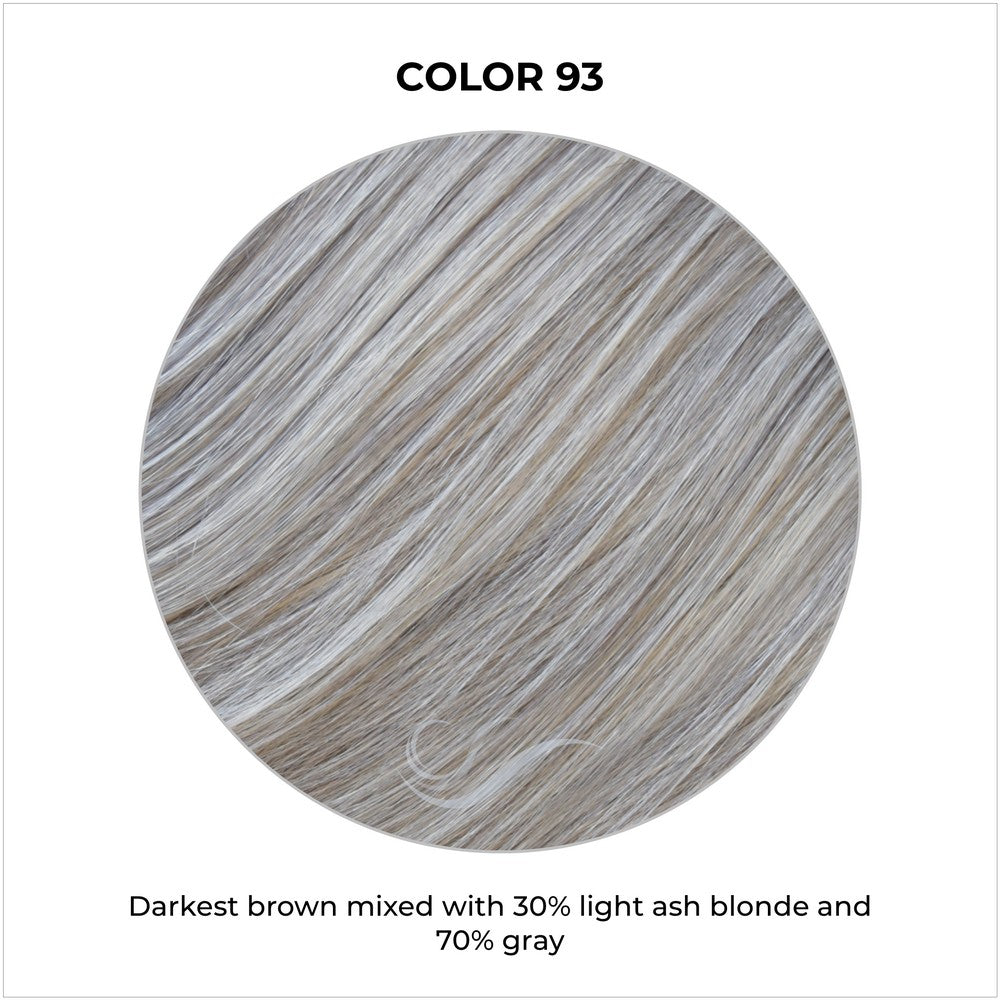 COLOR 93-Darkest brown mixed with 30% light ash blonde and 70% gray