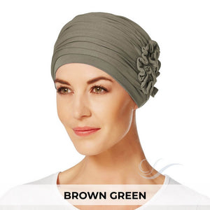 Christine Headwear Lotus Turban 338-Brown Green