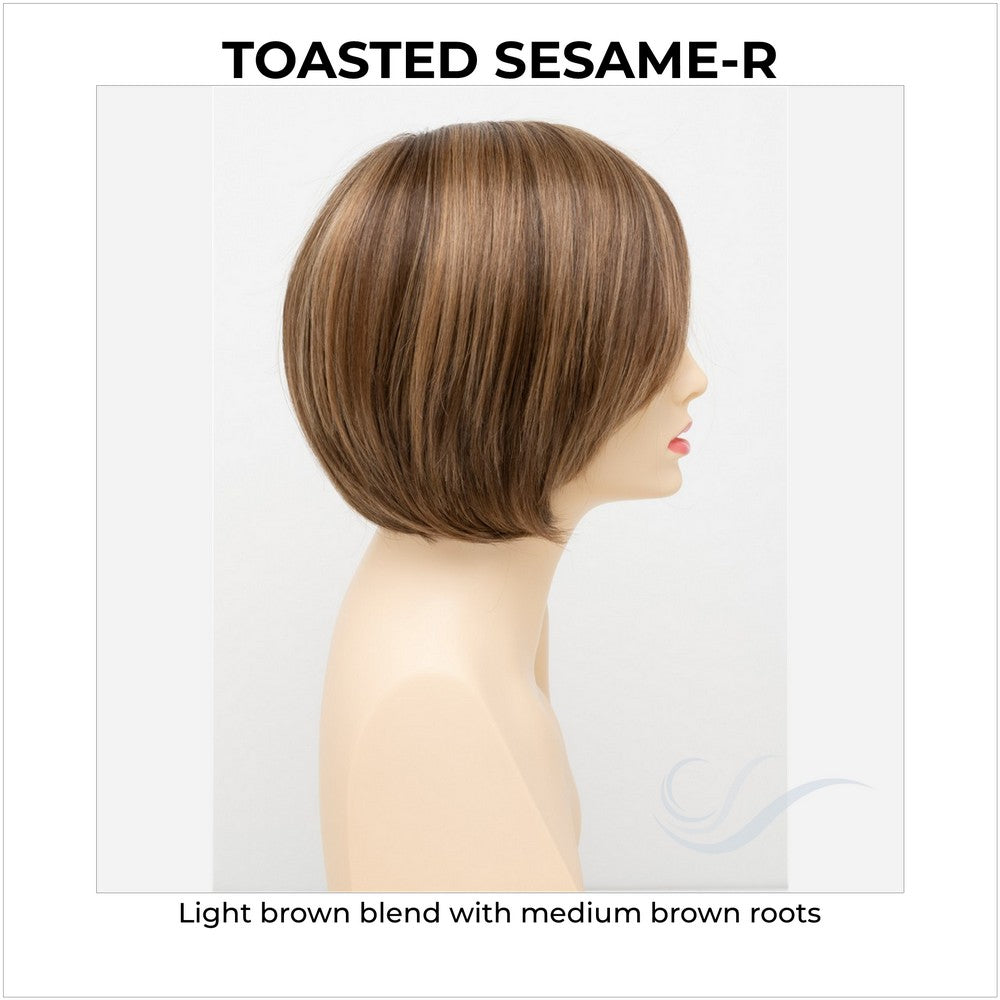 Abbey By Envy in Toasted Sesame-R-Light brown blend with medium brown roots