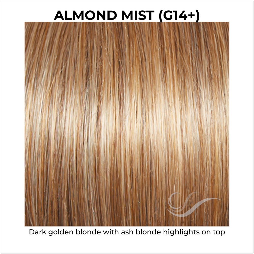 Almond Mist (G14+)-Dark golden blonde with ash blonde highlights on top