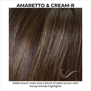 Chelsea By Envy in Amaretto & Cream-R-Medium brown with caramel and dark ash blonde highlights and dark roots