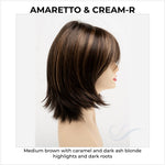 Load image into Gallery viewer, Amber by Envy in Amaretto &amp; Cream-R-Medium brown with caramel and dark ash blonde highlights and dark roots
