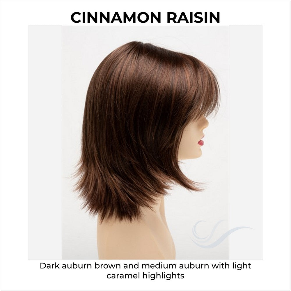 Amber by Envy in Cinnamon Raisin-Dark auburn brown and medium auburn with light caramel highlights