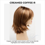 Load image into Gallery viewer, Amber by Envy in Creamed Coffee-R-Copper and light warm brown with honey blonde highlights and medium brown roots
