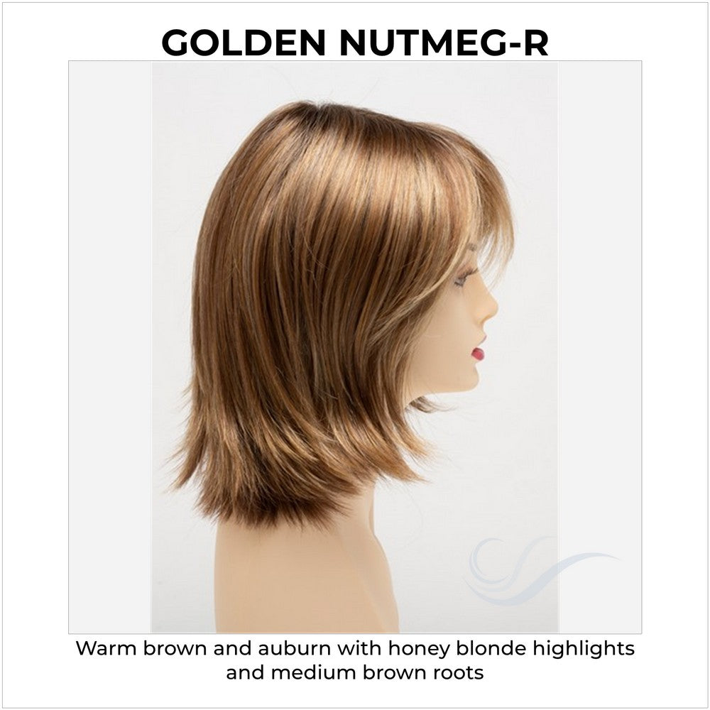 Amber by Envy in Golden Nutmeg-R-Warm brown and auburn with honey blonde highlights and medium brown roots
