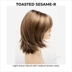 Load image into Gallery viewer, Amber by Envy in Toasted Sesame-R-Light brown blend with medium brown roots
