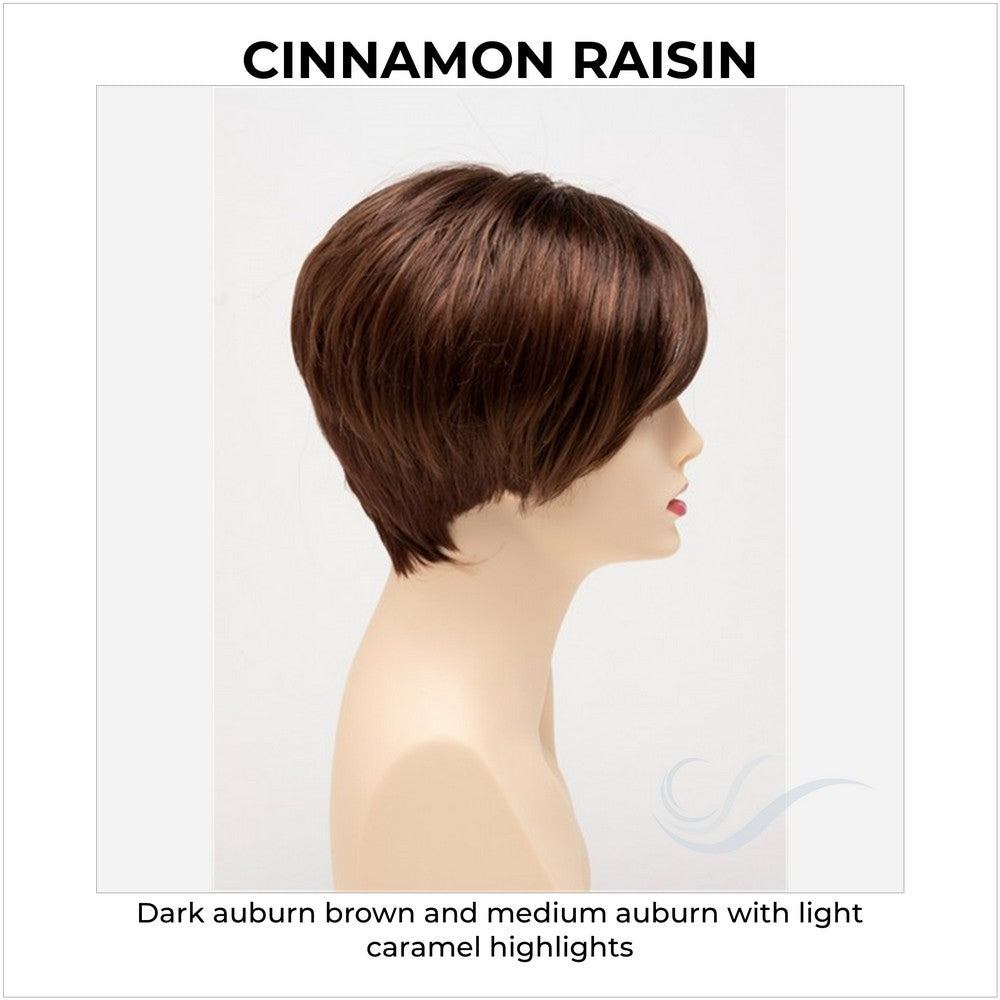 Amy by Envy in Cinnamon Raisin-Dark auburn brown and medium auburn with light caramel highlights