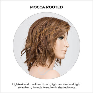 Anima by Ellen Wille in Mocca Rooted-Lightest and medium brown, light auburn and light strawberry blonde blend with shaded roots