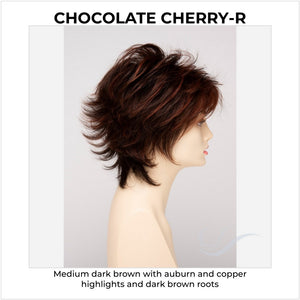 Aria By Envy in Chocolate Cherry-R-Medium dark brown with auburn and copper highlights and dark brown roots