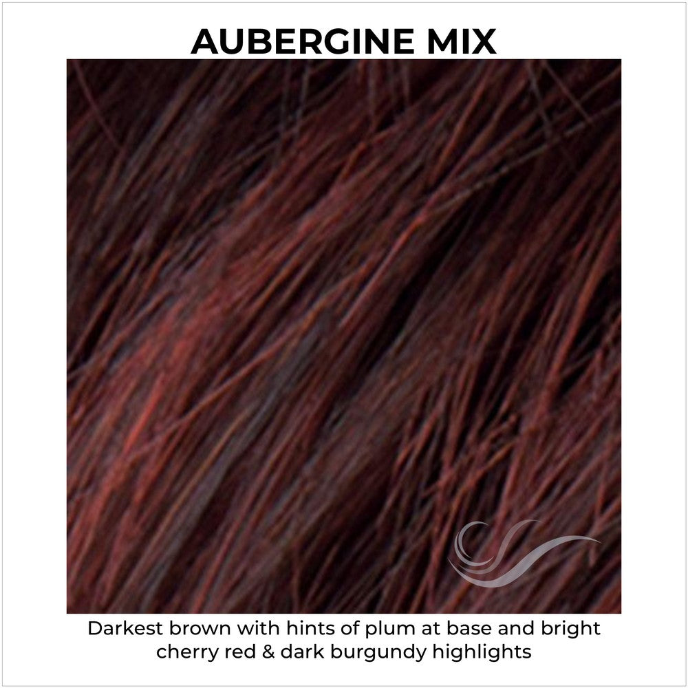 Aubergine Mix-Darkest brown with hints of plum at base and bright cherry red & dark burgundy highlights