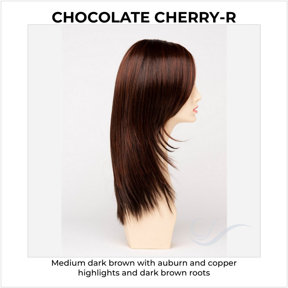 Ava By Envy in Chocolate Cherry-R-Medium dark brown with auburn and copper highlights and dark brown roots