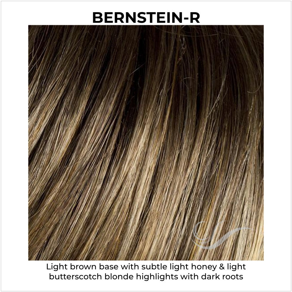 Bernstein-R-Light brown base with subtle light honey & light butterscotch blonde highlights with dark roots