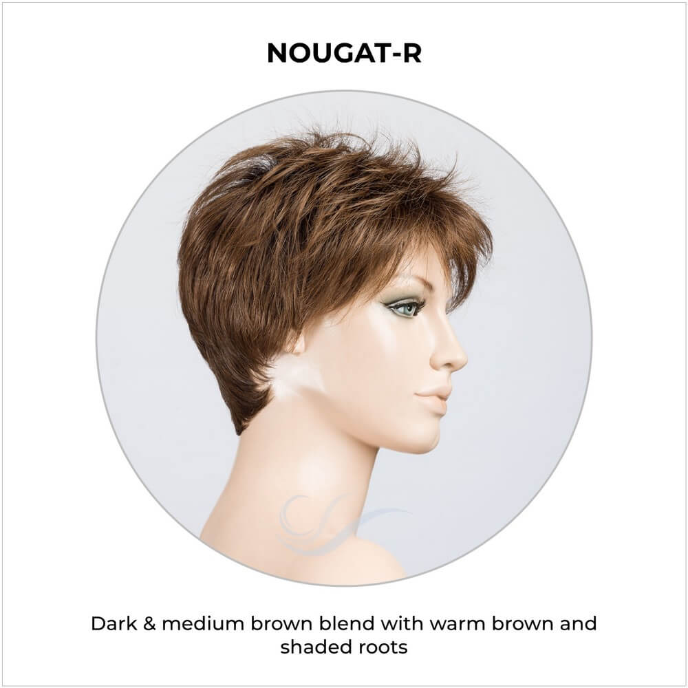 Bliss by Ellen Wille in Nougat-R-Dark & medium brown blend with warm brown and shaded roots