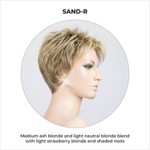Bliss by Ellen Wille in Sand-R-Medium ash blonde and light neutral blonde blend with light strawberry blonde and shaded roots