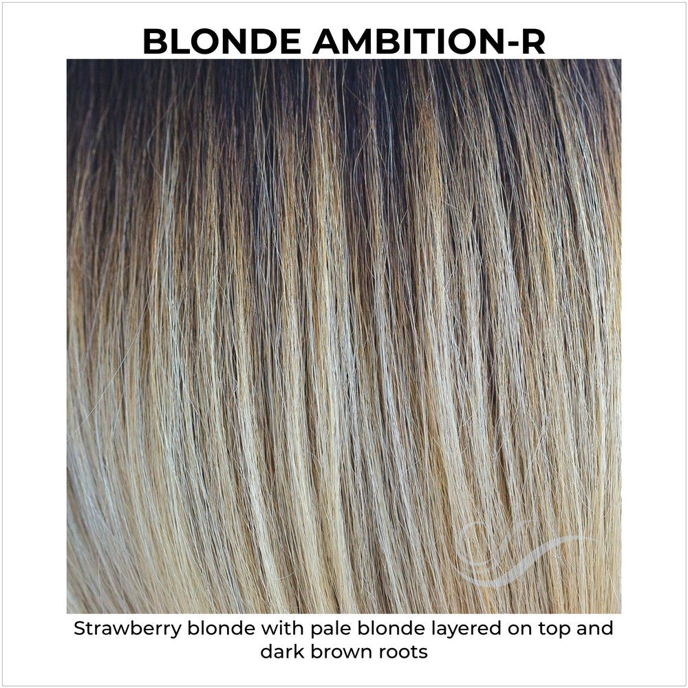 Blonde Ambition-R-Strawberry blonde with pale blonde layered on top and dark brown roots