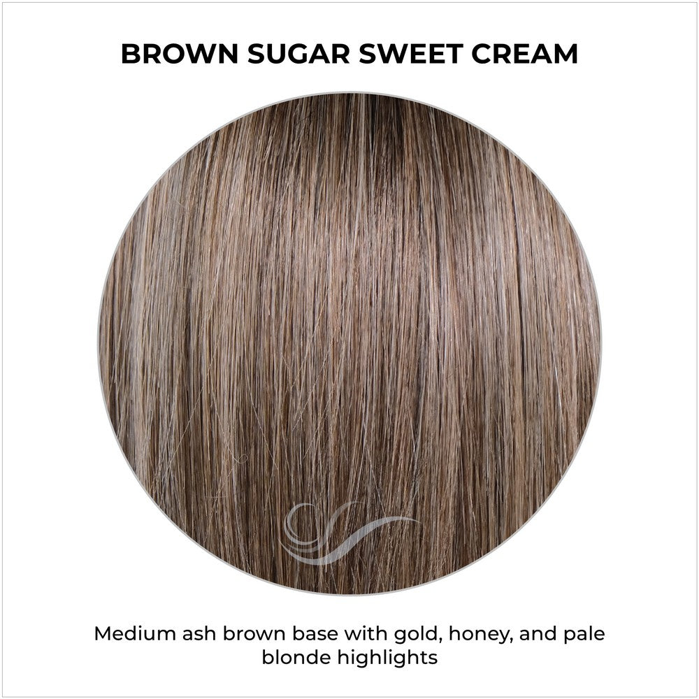 Brown Sugar Sweet Cream-Medium ash brown base with gold, honey, and pale blonde highlights