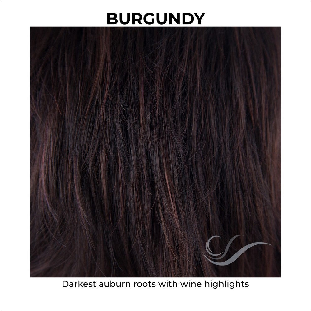 Burgundy-Darkest auburn roots with wine highlights
