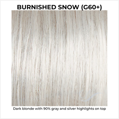 Burnished Snow (G60+)-Dark blonde with 90% gray and silver highlights on top