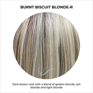 Burnt Biscuit Blonde-R-Dark brown root with a blend of golden blonde, ash blonde and light blonde