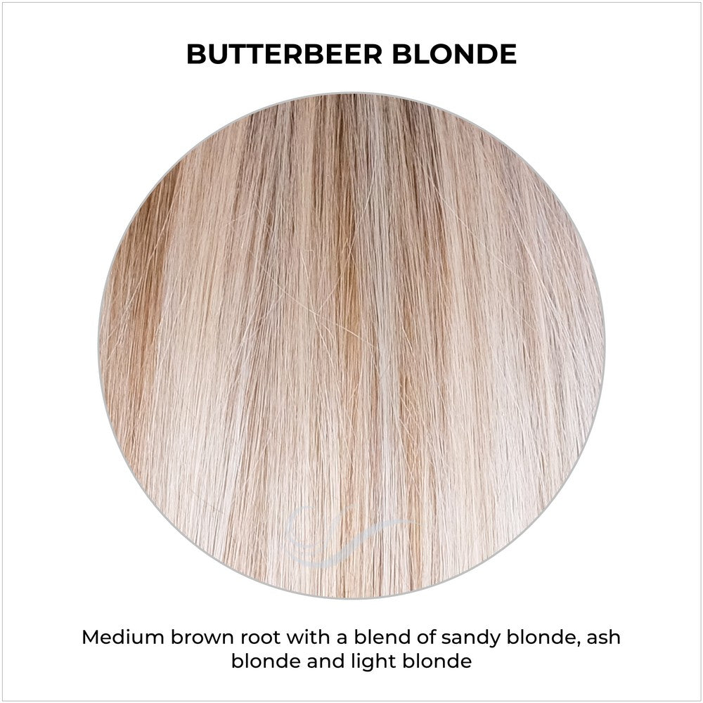 Butterbeer Blonde-Medium brown root with a blend of sandy blonde, ash blonde and light blonde