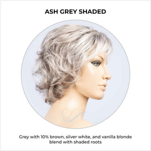 Cesana by Ellen Wille in Ash Grey Shaded-Grey with 10% brown, silver white, and vanilla blonde blend with shaded roots