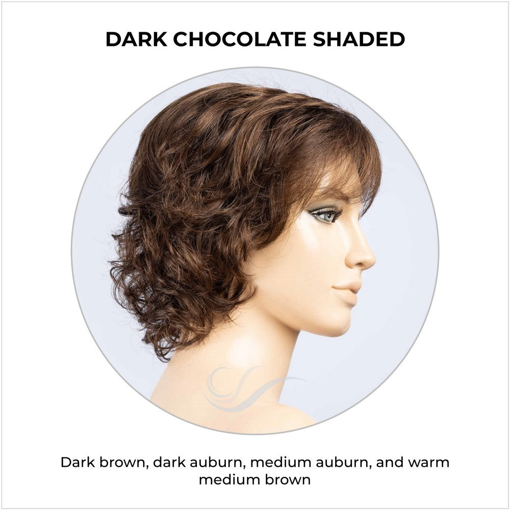 Cesana by Ellen Wille in Dark Chocolate Shaded-Dark brown, dark auburn, medium auburn, and warm medium brown