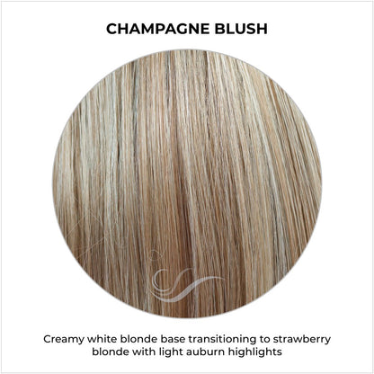 Champagne Blush-Creamy white blonde base transitioning to strawberry blonde with light auburn highlights