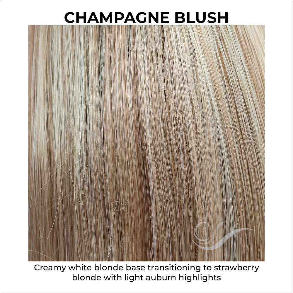 Champagne Blush-Creamy white blonde base transitioning to strawberry blonde with light auburn highlights