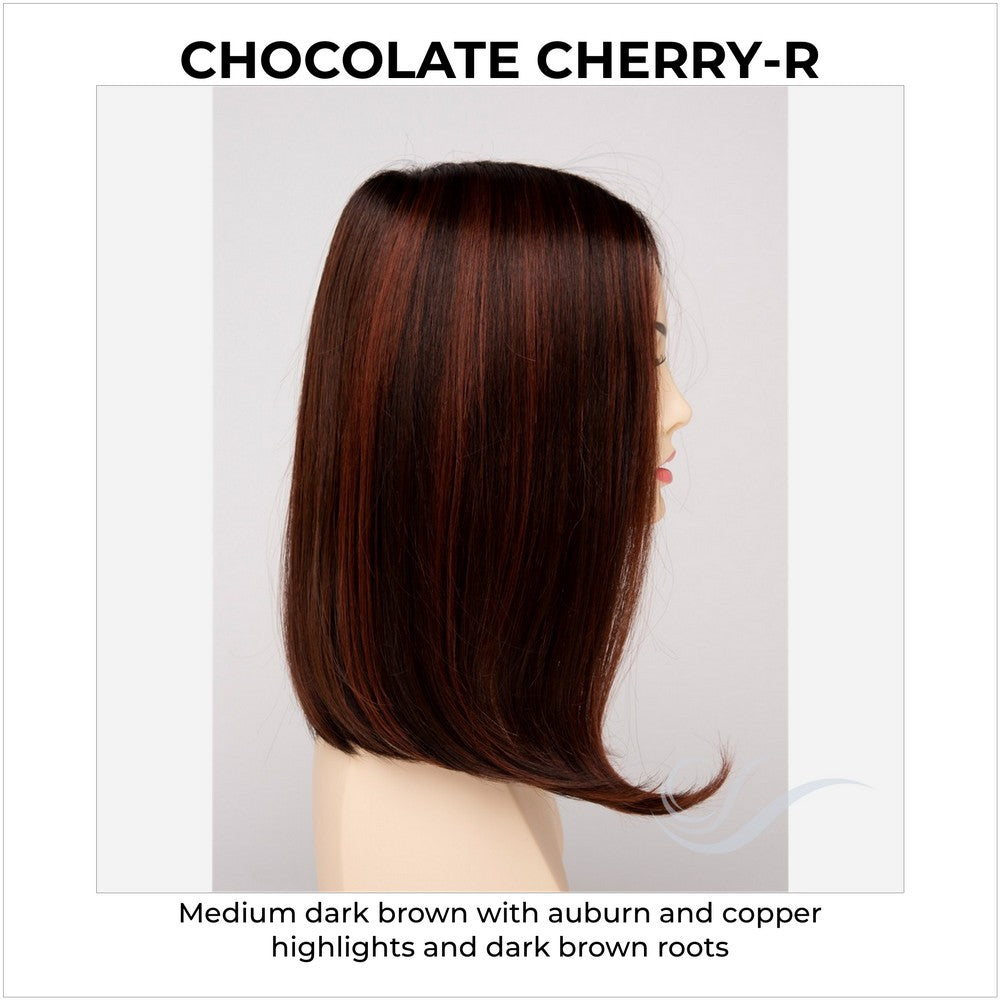 Chelsea By Envy in Chocolate Cherry-R-Medium dark brown with auburn and copper highlights and dark brown roots