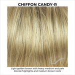 Load image into Gallery viewer, Chiffon Candy-Rooted-Light golden brown with heavy medium and pale blonde highlights and medium brown roots
