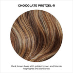 Load image into Gallery viewer, Chocolate Pretzel-R-Dark brown base with golden brown and blonde highlights and dark roots
