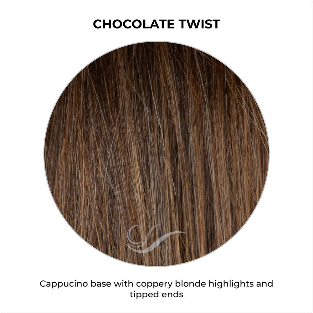 Chocolate Twist-Cappucino base with coppery blonde highlights and tipped ends