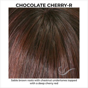 Chocolate Cherry-Sable brown roots with chestnut undertones topped with a deep cherry red