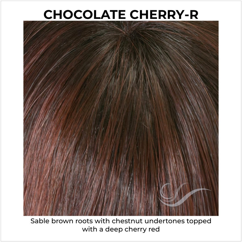 Aubrey By Envy in Chocolate Cherry-R-Medium dark brown with auburn and copper highlights and dark brown roots