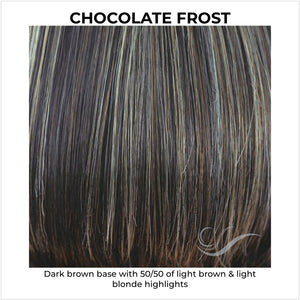 Chocolate Frost-Dark brown base with 50/50 of light brown & light blonde highlights