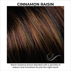 Shyla By Envy in Cinnamon Raisin-Dark auburn brown and medium auburn with light caramel highlights