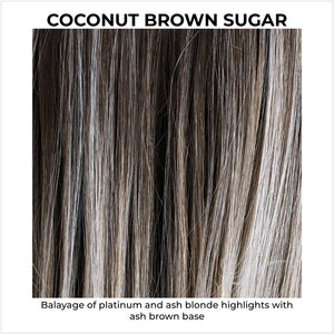 Coconut Brown Sugar-Balayage of platinum and ash blonde highlights with ash brown base