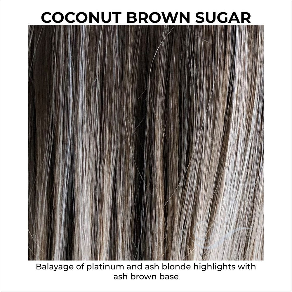 Coconut Brown Sugar-Balayage of platinum and ash blonde highlights with ash brown base