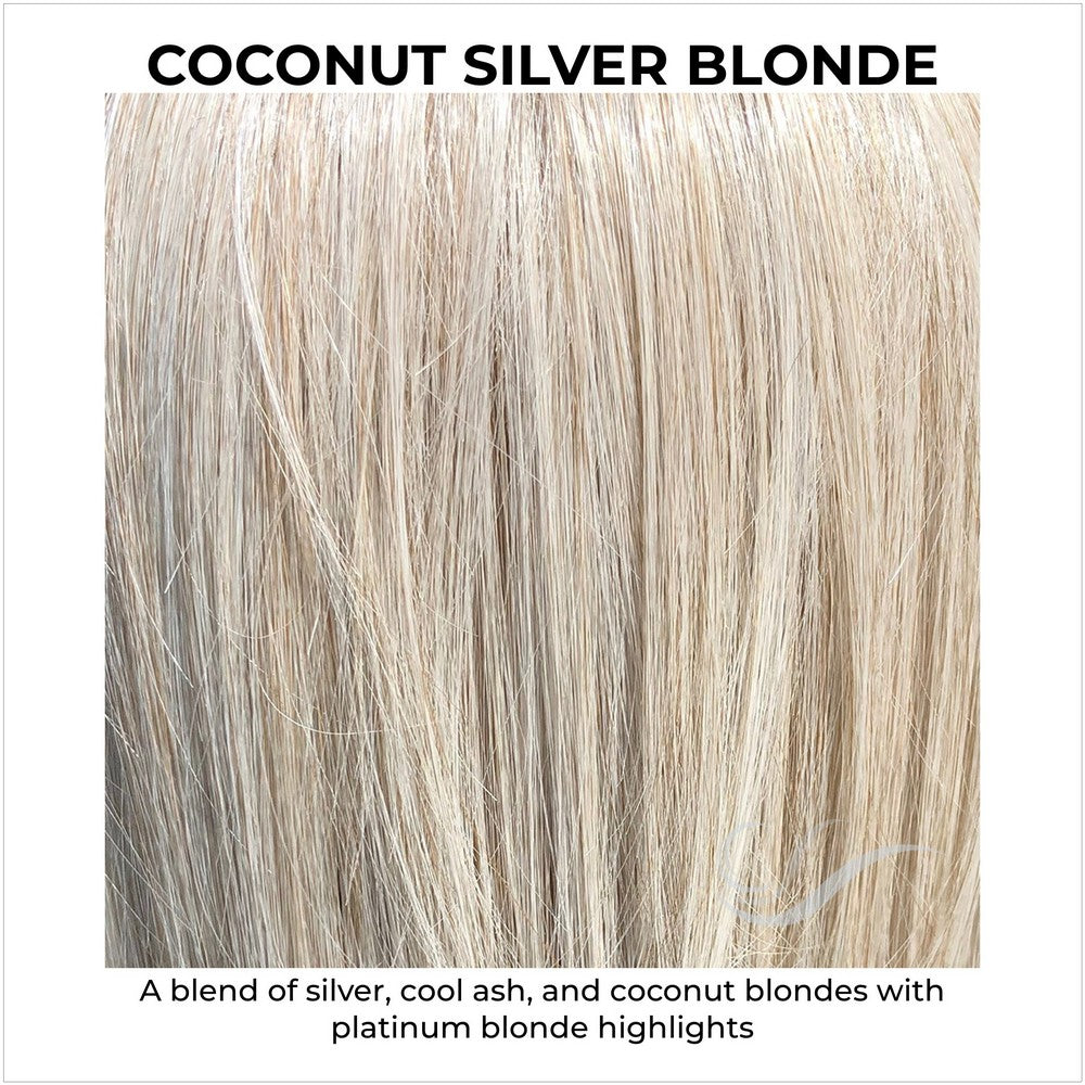 Coconut Silver Blonde-A blend of silver, cool ash, and coconut blondes with platinum blonde highlights