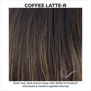 Coffee Latte-R-Dark root, dark brown base with 50/50 of medium chocolate & medium golden blonde