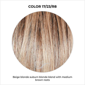 17/23/R8-Beige blonde auburn blonde blend with medium brown roots