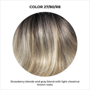 COLOR 27/80/R8-Strawberry blonde and gray blend with light chestnut brown roots