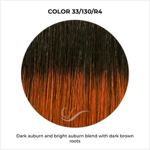 33/130/R4-Dark auburn and bright auburn blend with dark brown roots