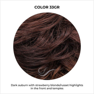 COLOR 33GR-Dark auburn with strawberry blonde/russet highlights in the front and temples
